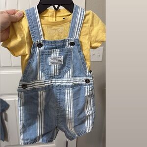 Infant Levi's Striped Shortalls with Yellow T-Shirt
